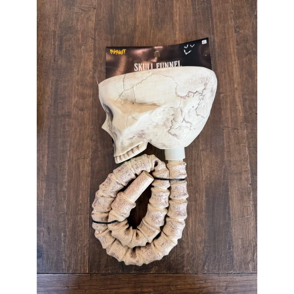 NWT Spirit Halloween Skull Funnel Beverage Bong Flexible Spine Bone Plastic